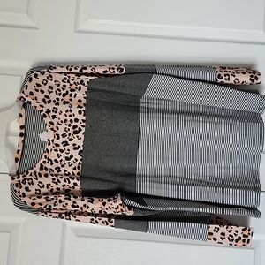 Leopard and Stripe Long Sleeve Top
